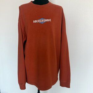 Vintage Abercrombie & Fitch Men's Y2K Burnt Orange Long Sleeved T-Shirt Size XL